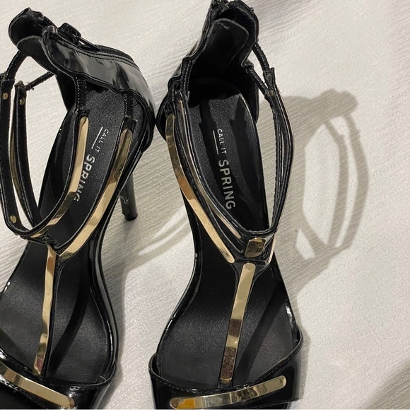 Call it spring black and gold metal trimmed heels - Picture 2 of 11